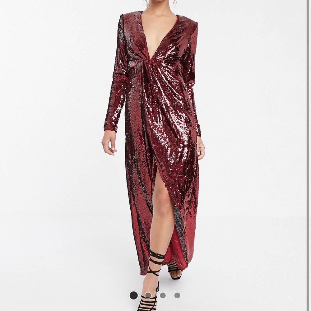 ASOS Plunge Asymmetric Sequin Maxi Dress